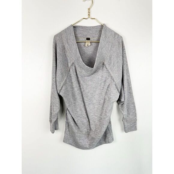 Free People Size Small Palisades Off-The-Shoulder Thermal Sweater Top Grey - Picture 1 of 6